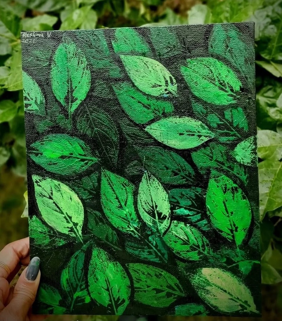 Leaf canvas painting by Reshma V
